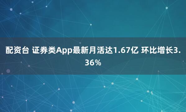 配资台 证券类App最新月活达1.67亿 环比增长3.36%